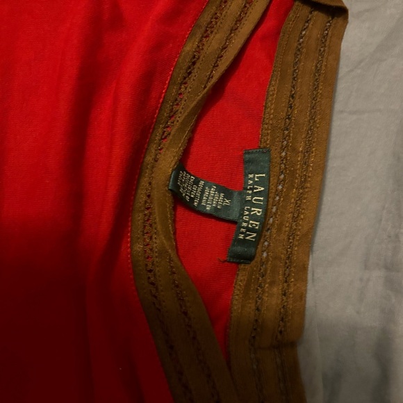 Lauren Ralph Lauren Women’s Unique Red Longsleeve XL 100% Cotton Blouse NWOT - Picture 2 of 11
